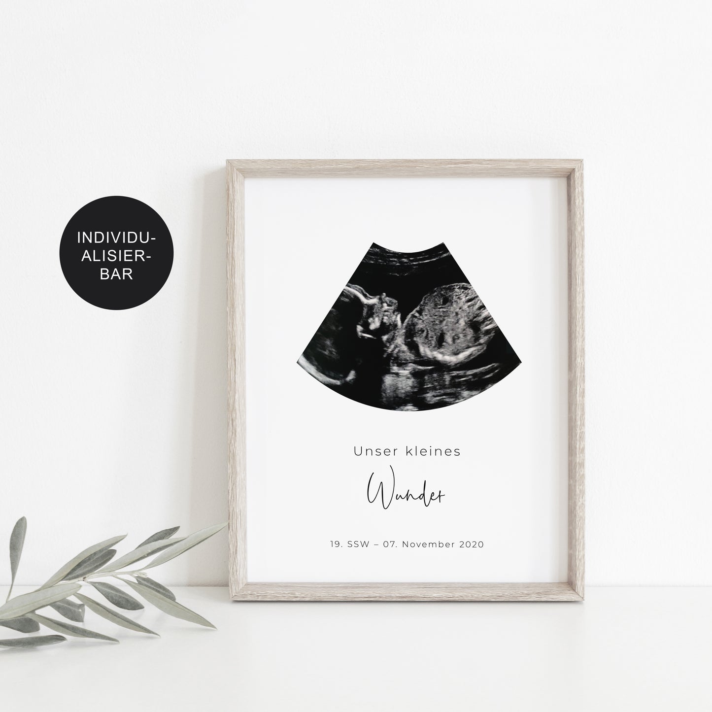 Poster Ultraschallbild – Babyposter mit Geburtsdaten für Kinderzimmer