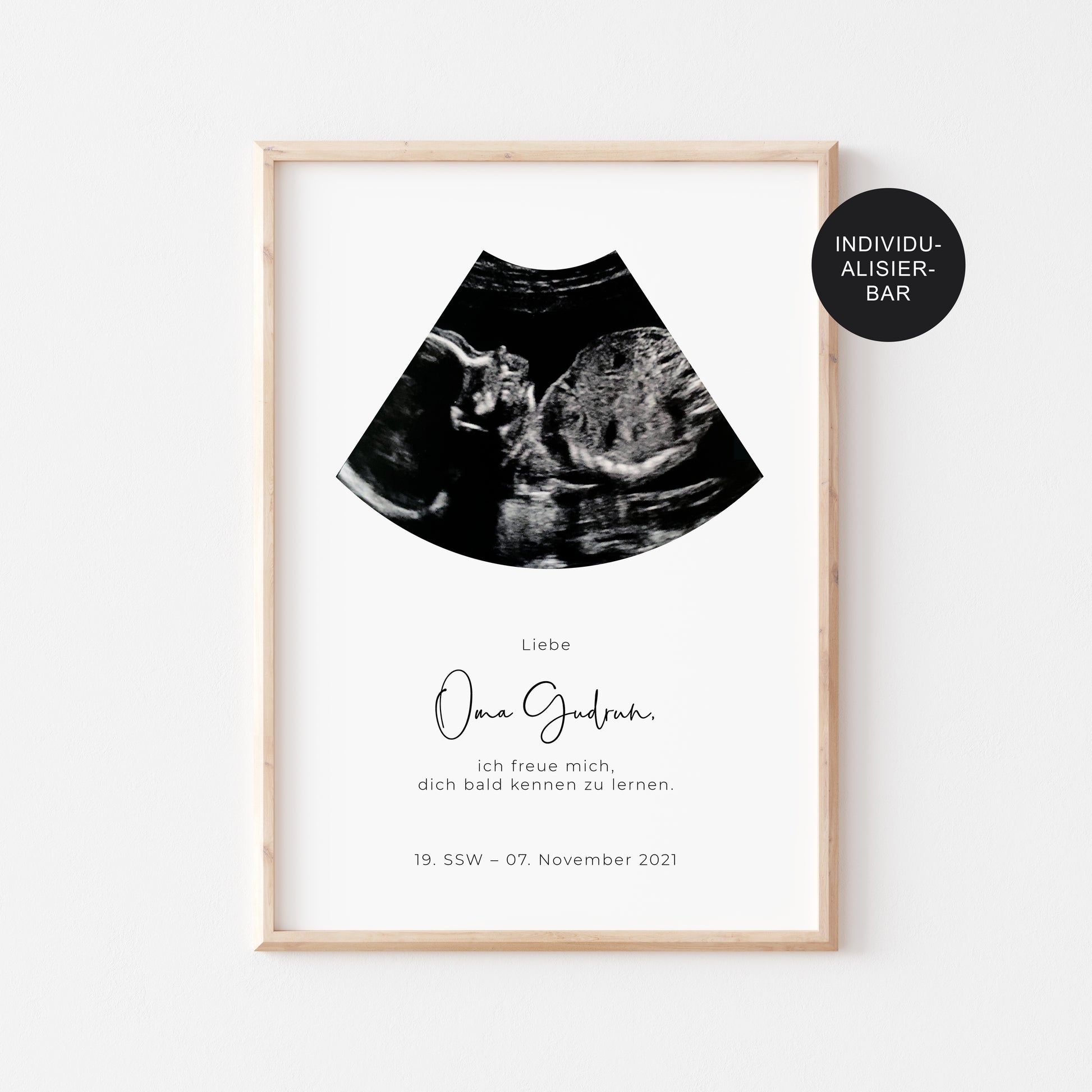 Schwangerschaft verkünden Oma – Poster personalisiert – Ultraschallbild