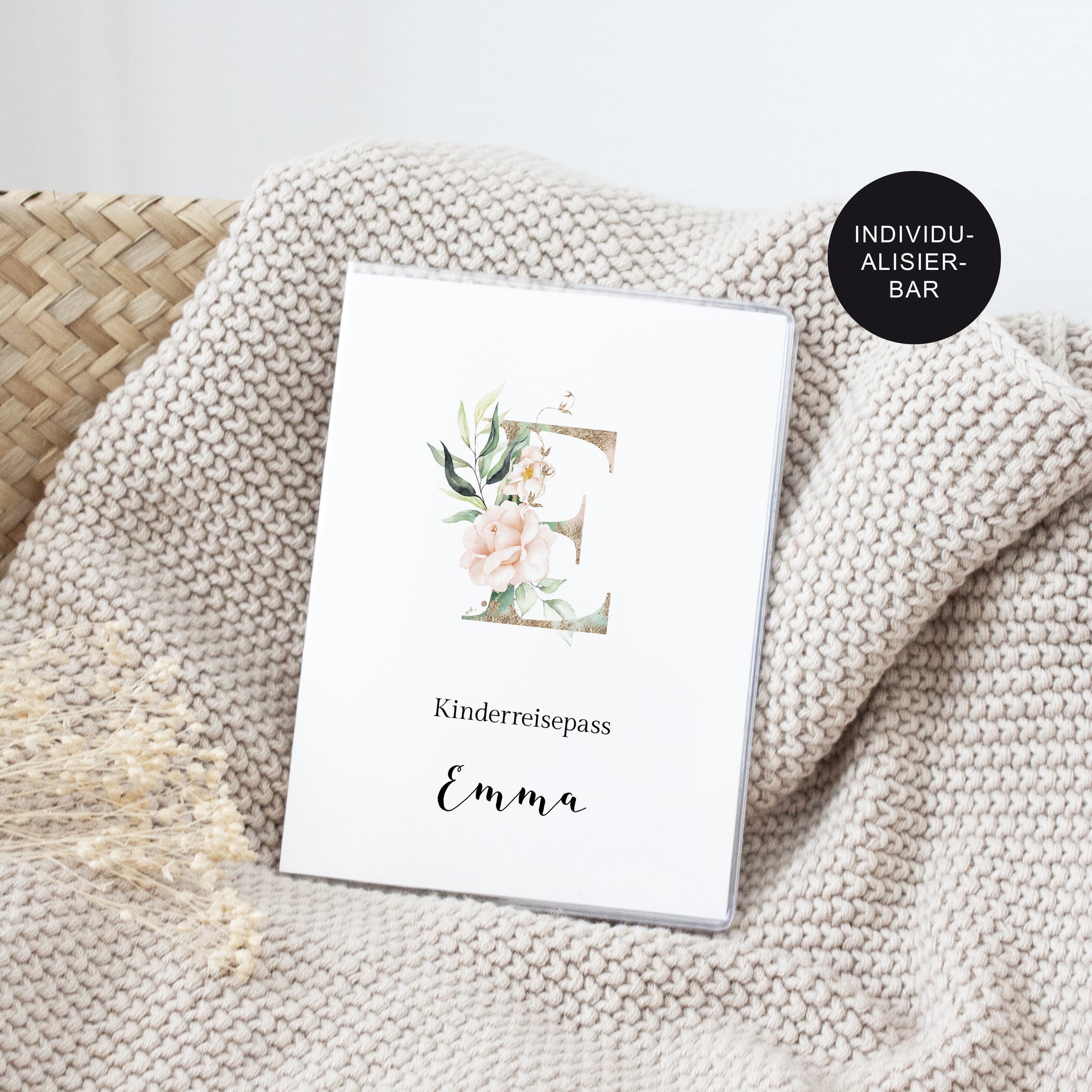 Reisepass Hülle Eukalyptus personalisiert Mädchen – Umschlag