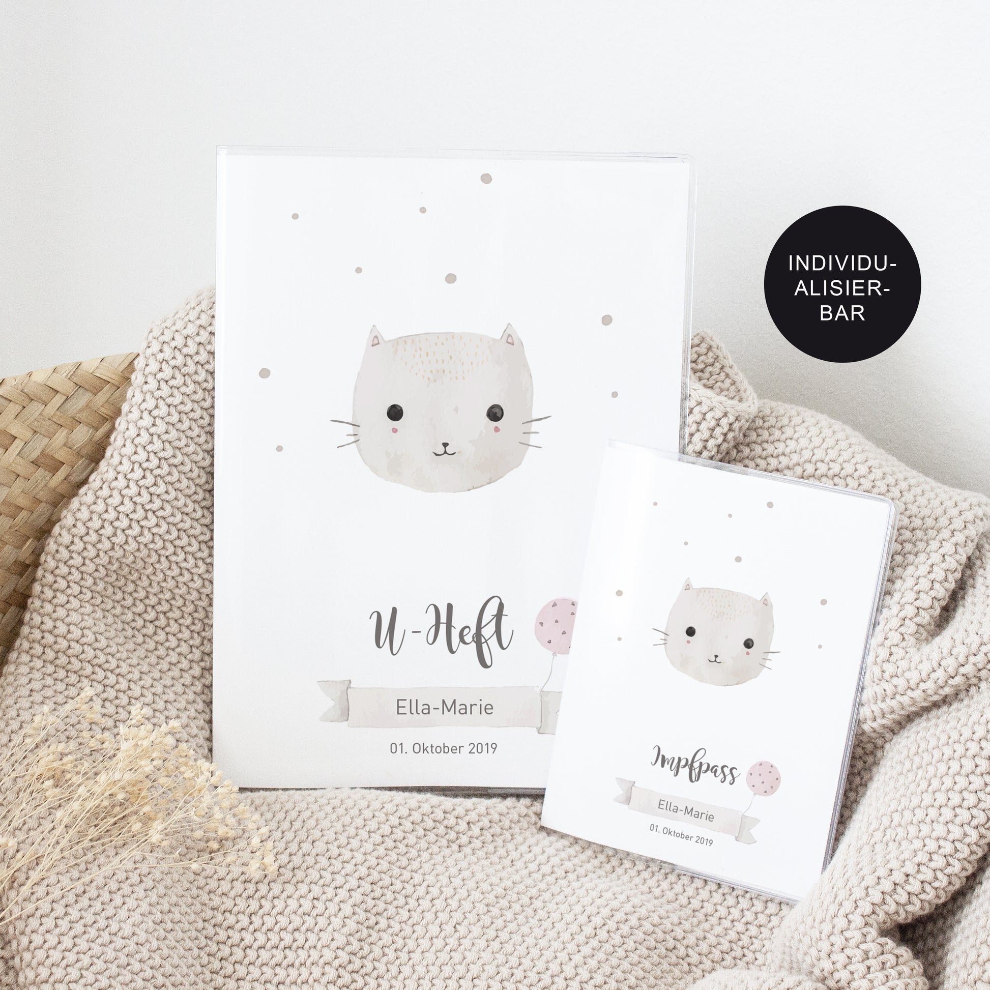 U Heft Hülle mit Impfpass personalisiert Katze – Geschenk Geburt