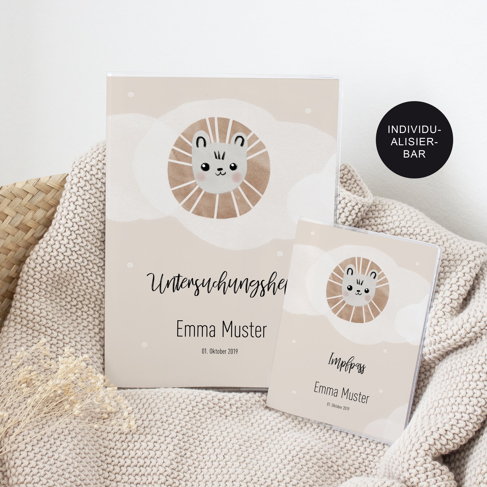 Geschenk Geburt – U-Heft Hülle personalisiert mit Impfpass Löwe ...