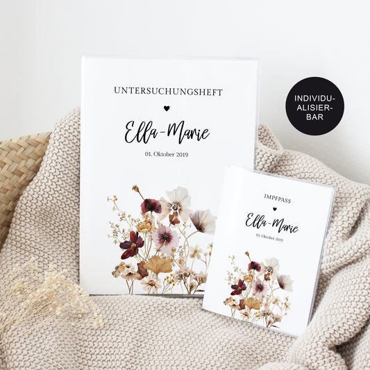 Set U-Heft Hülle mit Impfpass personalisiert Wildblumen – Geschenk