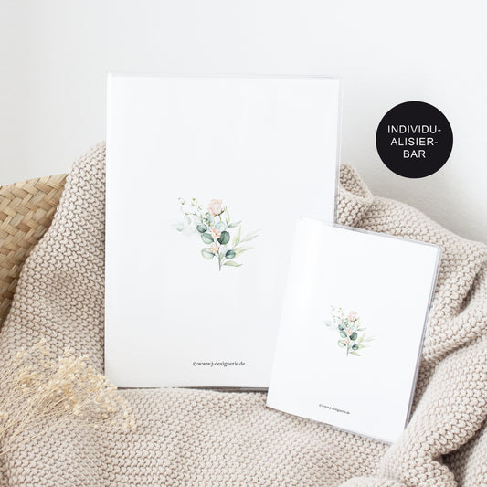 U-Heft Hülle und Impfpass Eukalyptus personalisiert Mädchen – Geschenk Geburt