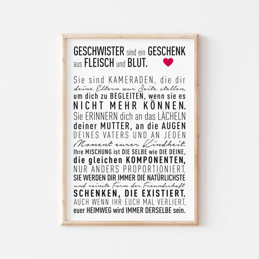 Poster für Geschwister Geschenk