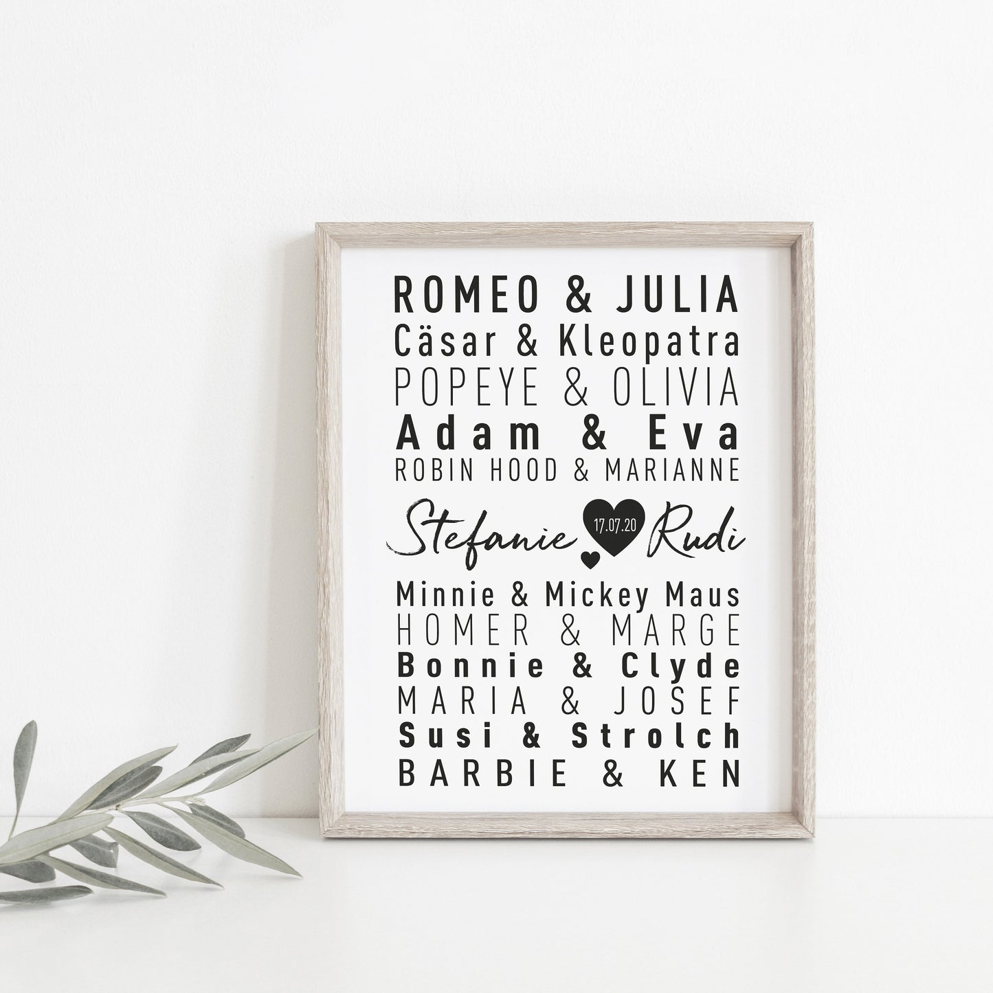 Poster Traumpaare personalisiert Geschenk zur Hochzeit – Liebespaaren