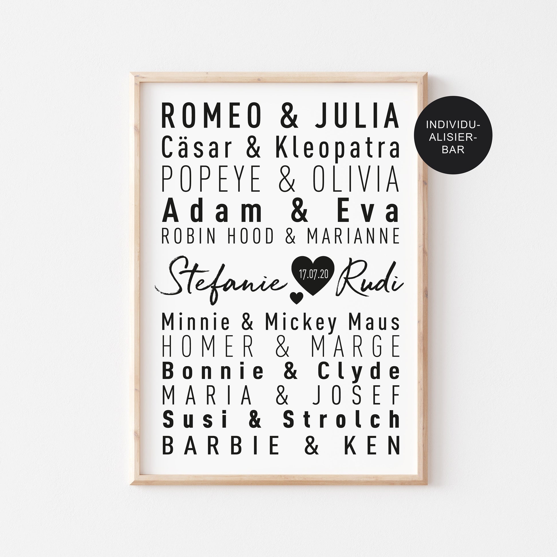 Poster Traumpaare personalisiert Geschenk zur Hochzeit – Liebespaaren